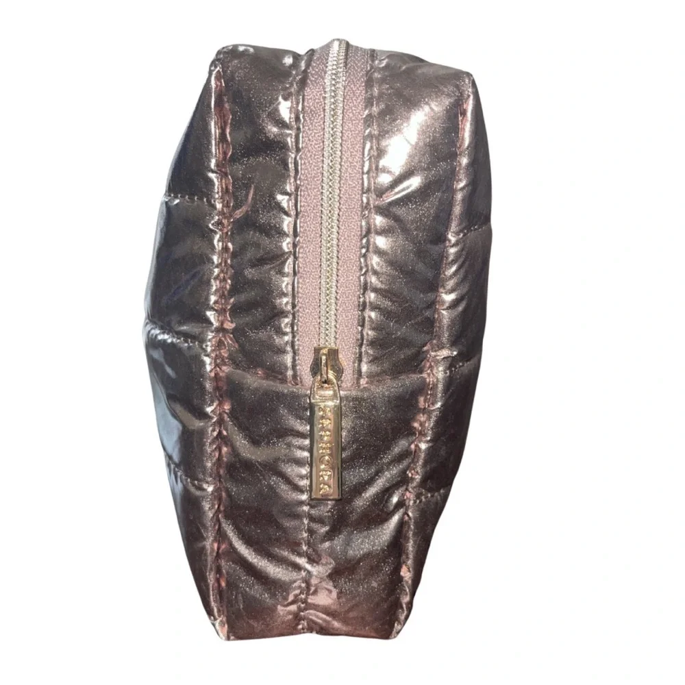NWOT Sephora Rose Gold Metallic Quilted Puffer Makeup Cosmetic Bag